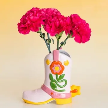 ban.do Cowboy Boot Vase - Fun Ceramic Decor for Home