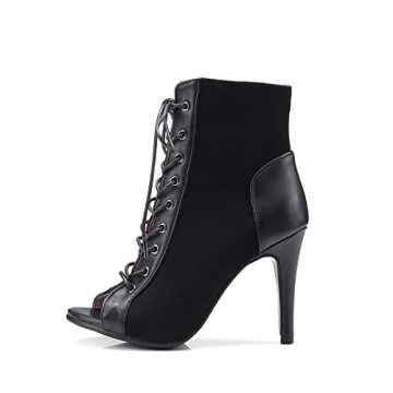 PIVAPAM Peep Toe Lace-Up Dance Heels for Women
