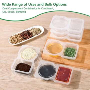 15Pcs Double Compartment Condiment Container - Reusable Snack Packs