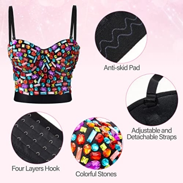 Glam Rhinestone Bra & Earrings Set for Halloween Parties