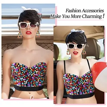 Glam Rhinestone Bra & Earrings Set for Halloween Parties