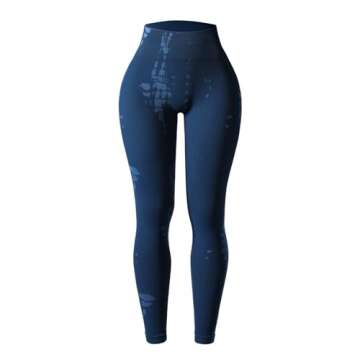 AUROLA Serpent Seamless Scrunch Workout Leggings - Tummy Control, Squat Proof, Stylish Blue