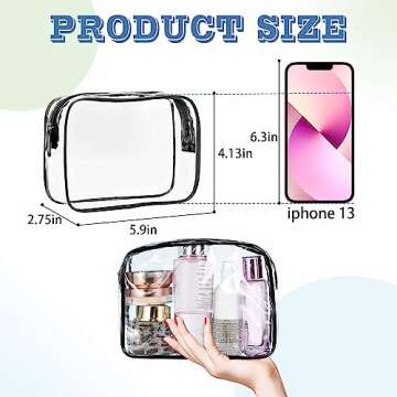 16 Pieces Clear Makeup Bags Bulk, TSA Approved Toiletry Bag for Travel, PVC Waterproof Travel Small ...