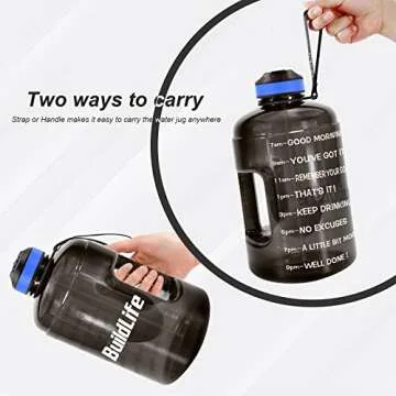 BuildLife 1 Gallon Water Bottle with Time Marker and Straw –Large Water Bottle- Motivational Water Bottles with Times to Drink, Leak Proof BPA Free Gallon Water Jug for Sports,Gym