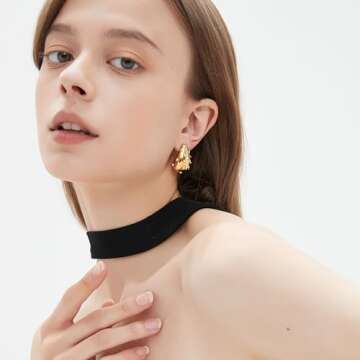 Sylph Gold Teardrop Earring Chunky Stud Earrings for Women Lightweight Cubic Zirconia Dangle Earrings with Pearl, Waterdrop Earring Fashion Jewelry for Women Lover (gold)