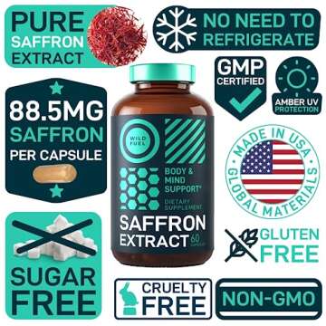 Organic Saffron Supplements - 88.5mg Pure Extract for Energy & Mood Boost