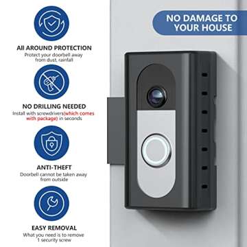 KIMILAR Anti-Theft Video Doorbell Mount Compatible with Ring/Blink Wireless Video Doorbell, Adjustable Mounting Bracket Accessories for Houses, Apartments, Businesses, Not for Security Door