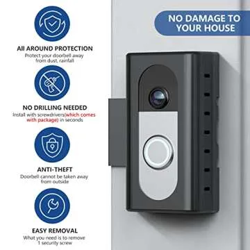 KIMILAR Anti-Theft Video Doorbell Mount Compatible with Ring/Blink Wireless Video Doorbell, Adjustable Mounting Bracket Accessories for Houses, Apartments, Businesses, Not for Security Door