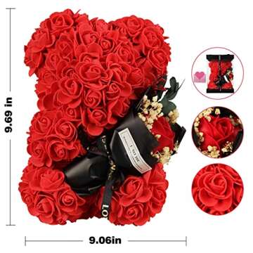 Rose Bear, Valentines Day Gifts for Her, Rose Teddy Bear, Valentine Teddy Bear Gifts for Women, Fore...
