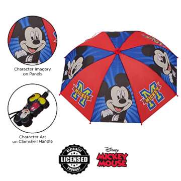 Disney Boys And Poncho Raincoat Set, Mickey Mouse Kids Rain Wear For Toddler 2-3 Or 4-7 Umbrella, Blue, 2-3T US