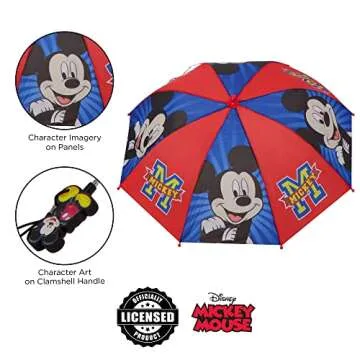 Disney Boys And Poncho Raincoat Set, Mickey Mouse Kids Rain Wear For Toddler 2-3 Or 4-7 Umbrella, Blue, 2-3T US