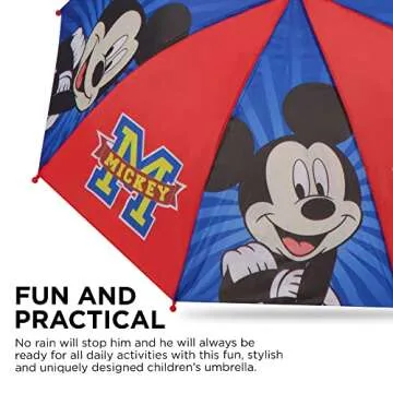 Disney Boys And Poncho Raincoat Set, Mickey Mouse Kids Rain Wear For Toddler 2-3 Or 4-7 Umbrella, Blue, 2-3T US