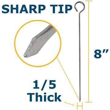 Blue Donuts 24 Pack Kabob Skewers for Grilling 8 Inch - BBQ Grill Grilling Accessories, Stainless Steel, Pack of 24