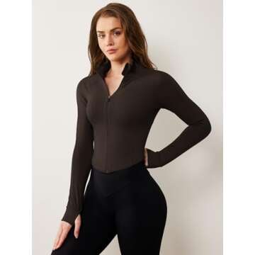 AVGO Women's Cropped Define Jacket Full Zip Running Athletic Outwear Slim Fit Long Sleeve Workout Ja...