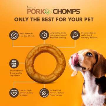 Pork Chomps Roasted Pork Skin Dog Chew, 6-inch Bagel, 1 Count