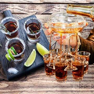 Acrylic Shot Glasses Dispenser, MOKOQI 6 Shot Glass Dispenser and Holder for Liquid Drink in College, Camping, 21st Birthday Home Parties