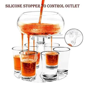 Acrylic Shot Glasses Dispenser, MOKOQI 6 Shot Glass Dispenser and Holder for Liquid Drink in College, Camping, 21st Birthday Home Parties