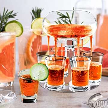 Acrylic Shot Glasses Dispenser, MOKOQI 6 Shot Glass Dispenser and Holder for Liquid Drink in College, Camping, 21st Birthday Home Parties