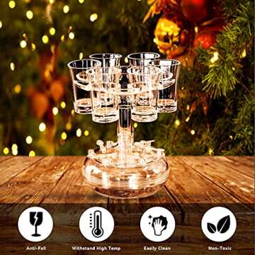 Acrylic Shot Glasses Dispenser, MOKOQI 6 Shot Glass Dispenser and Holder for Liquid Drink in College, Camping, 21st Birthday Home Parties