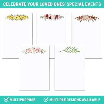 321Done Blank Greenery Note Cards, Made in USA - 4x6 Thick, Heavy Cardstock, Pretty, Cute Simple Green Leaves Design on White, No Envelopes - Pack of 50