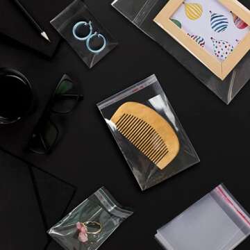 Aubeco 240pcs 4x6 inch Self Sealing Cellophane Bags, Small Treat Bags, Clear Resealable Cello Bags, Cellophane Bags for Cookie Packaging