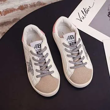 Auhoho Kids Glitter Star Lightweight Sneakers Slip On Loafers Outdoor Casual Running Sports Shoes for Girls Boys 8 M US Toddler,Pink