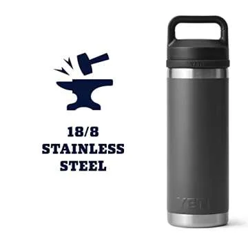 YETI Rambler 18 oz Bottle, Vacuum Insulated, Stainless Steel with Chug Cap, Charcoal