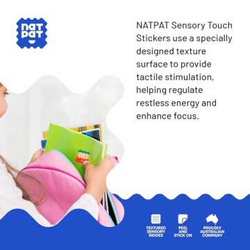 NATPAT Sensory Touch Calm Stickers for Kids and Adults - Fun Sensory Activity for Relaxation, Calming & Improved Concentration - Buzz Patch Natural Patch (22 Pack)
