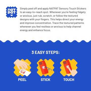 NATPAT Sensory Touch Calm Stickers for Kids and Adults - Fun Sensory Activity for Relaxation, Calming & Improved Concentration - Buzz Patch Natural Patch (22 Pack)