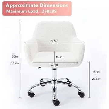 HomVent Faux Fur Home Office Chair for Women Girl, Modern Accent Chair Furry Makeup Desk Chairs with...
