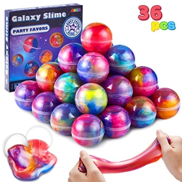 JOYIN Slime Party Favors - 36 Pack of Stretchy Galaxy Slime Balls for Fun and Rewards