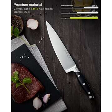 linoroso Chef Knife - Professional Pro Kitchen Knife 8 inch Chef's Knives, German High Carbon Stainl...