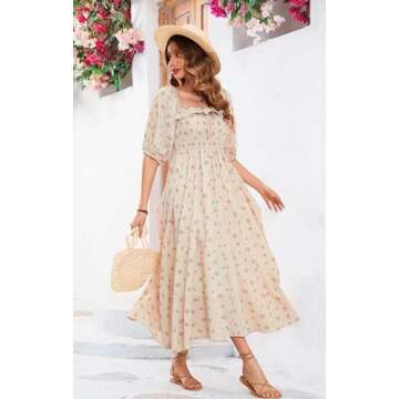 R.Vivimos Women Summer Half Sleeve Cotton Ruffled Vintage Elegant Backless A Line Flowy Long Dresses...