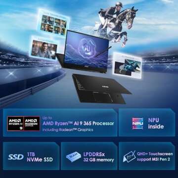 MSI Summit A16 AI+ (2024) 16” QHD+ 165Hz 2-in-1 Touchscreen Laptop: AMD Ryzen AI 9-365, Radeon Gra...