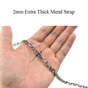 HAHIYO Mini Pochette Purse Chain Strap Thin Wide 6mm for LV Length 43.3 inches Thick 2mm Shiny Silver for Shoulder Cross Body Sling Handbag Wallet Clutch Comfortable Flat Metal Strap 1 Pack