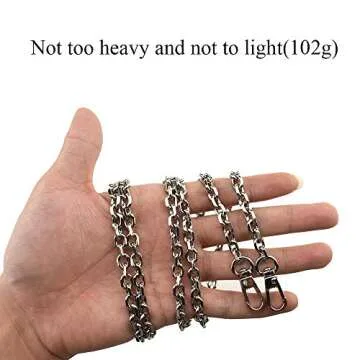 HAHIYO Mini Pochette Purse Chain Strap Thin Wide 6mm for LV Length 43.3 inches Thick 2mm Shiny Silver for Shoulder Cross Body Sling Handbag Wallet Clutch Comfortable Flat Metal Strap 1 Pack