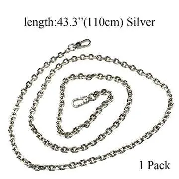 HAHIYO Mini Pochette Purse Chain Strap Thin Wide 6mm for LV Length 43.3 inches Thick 2mm Shiny Silver for Shoulder Cross Body Sling Handbag Wallet Clutch Comfortable Flat Metal Strap 1 Pack