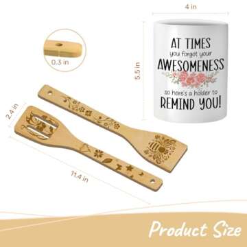 365RUSTIC Christian Cooking Utensils Set for Women, Utensil Holder & 6 Wooden Spoons Cooking Gifts F...