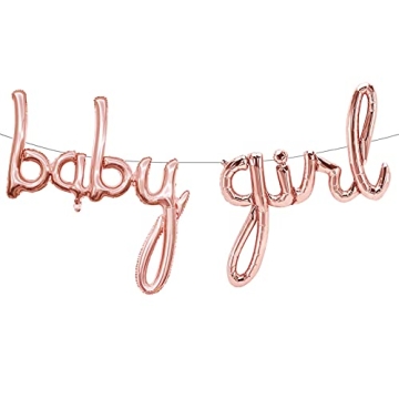 Tellpet Baby Girl Balloons, Baby Shower Decorations for Girl, Rose Gold Girl Letter Balloon Banner