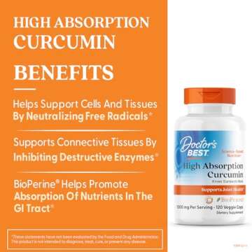 Doctor's Best DRB-00107 High Absorption Curcumin From Turmeric Root with C3 Complex & BioPerine 500mg (120 Capsules)