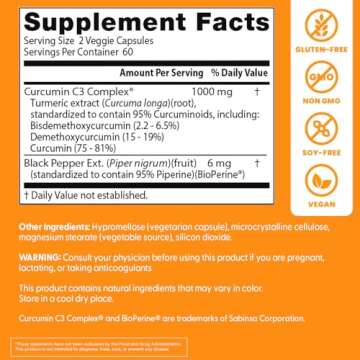 Doctor's Best DRB-00107 High Absorption Curcumin From Turmeric Root with C3 Complex & BioPerine 500mg (120 Capsules)