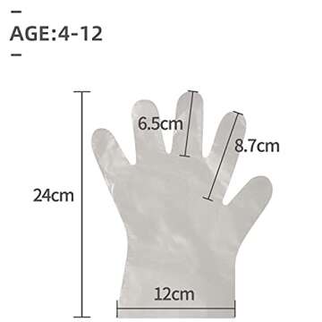 babyease Disposable Gloves for Kids - 100 Pack Multipurpose Gloves Powder Free, Latex Free for Food Prep, Crafting, Painting & Playing