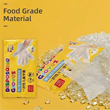 babyease Disposable Gloves for Kids - 100 Pack Multipurpose Gloves Powder Free, Latex Free for Food Prep, Crafting, Painting & Playing