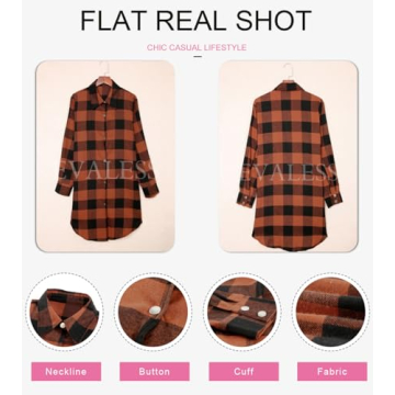 EVALESS Color Block Plaid Shacket for Women 2024 Fashion