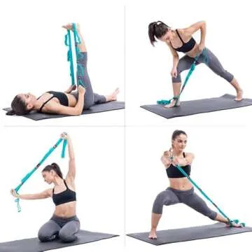Stretching Strap with Loops for Physical Therapy - Yoga Strap for Stretching - Hamstring Stretch Strap with 10 Loops - FlexStrap for Lower Back Pain - Stretching Exercise Instructions