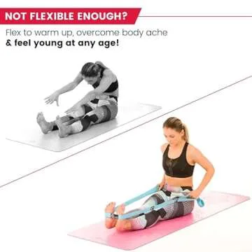 Stretching Strap with Loops for Physical Therapy - Yoga Strap for Stretching - Hamstring Stretch Strap with 10 Loops - FlexStrap for Lower Back Pain - Stretching Exercise Instructions