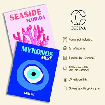 Preppy Room Decor, Aesthetic Wall Decor, Preppy Pictures for Wall, Set of 6, Preppy Decor, Preppy Stuff, Preppy Things, Preppy Poster (UNFRAMED)