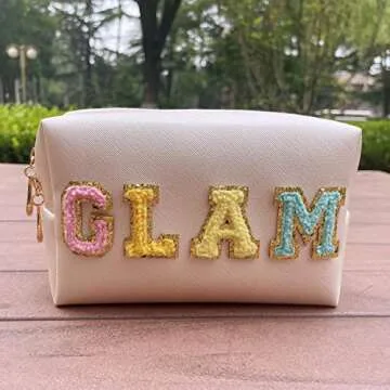 ZUNUONUO Chenille Letter Makeup Bag - Cute & Durable