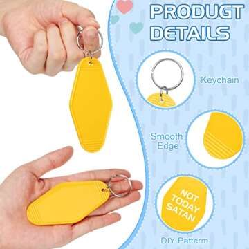 Meanplan 60 Pcs Motel Keychain Set for DIY Crafts