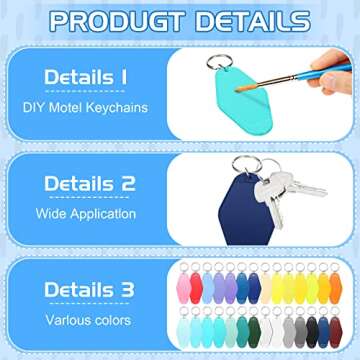 Meanplan 60 Pcs Motel Keychain Set for DIY Crafts